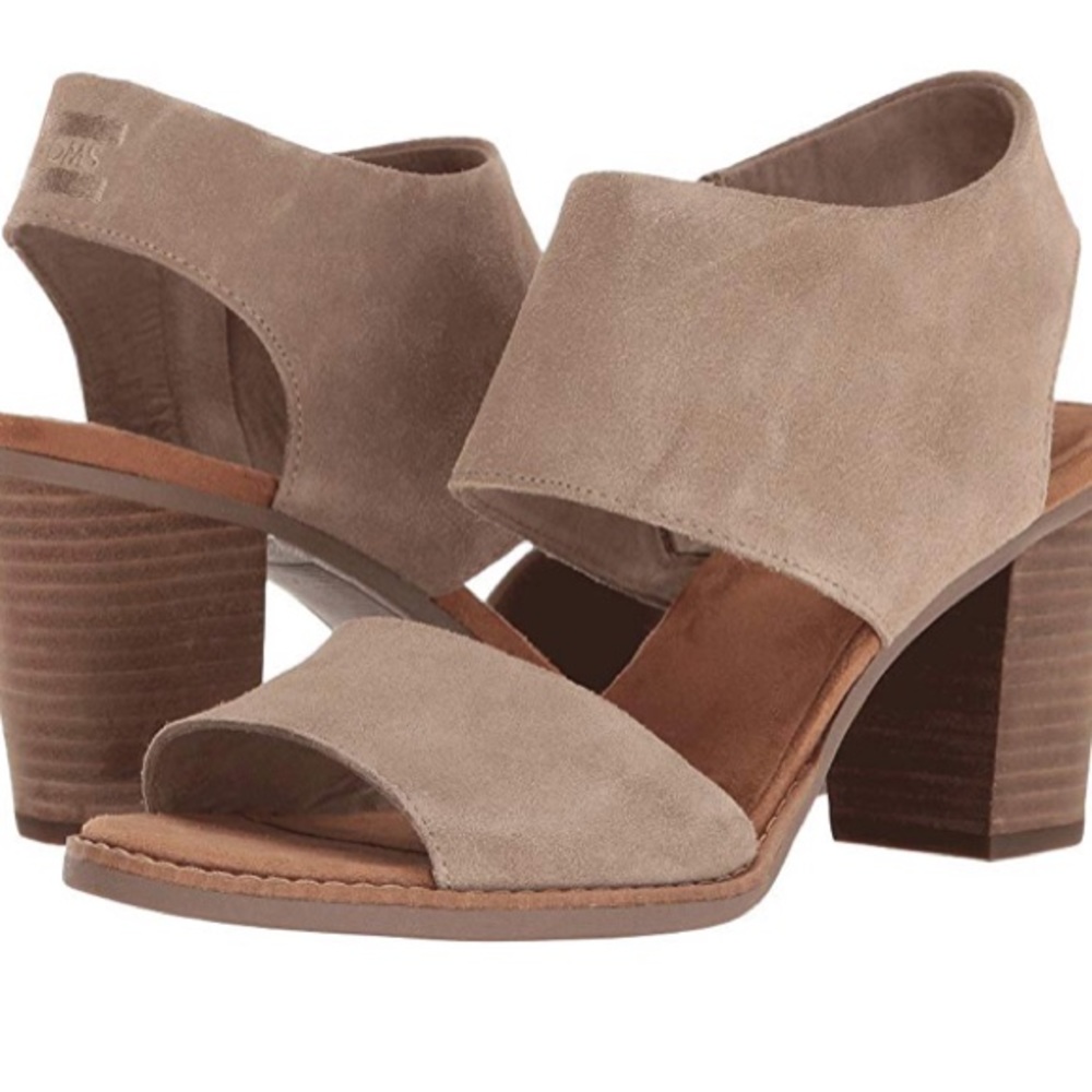 NWOB TOMS Majorca Desert Taupe Suede Sandal heels